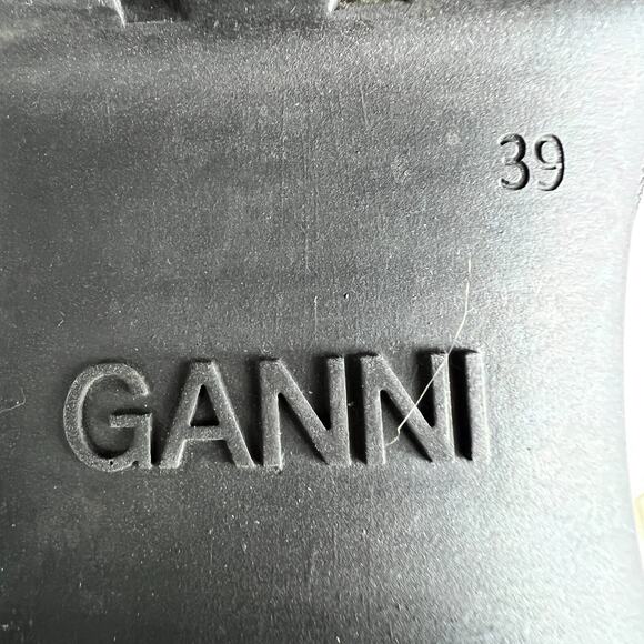 Ganni Combat Boots Women's 9 Black Polyester Faux Shearling-Lined Lace-Up - Picture 10 of 10